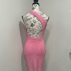 Banjul Pink One-Shoulder Dress with Studs